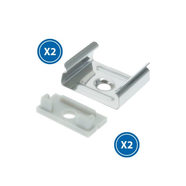 Pack de 2 topos e 2 grampos para perfil LM3753