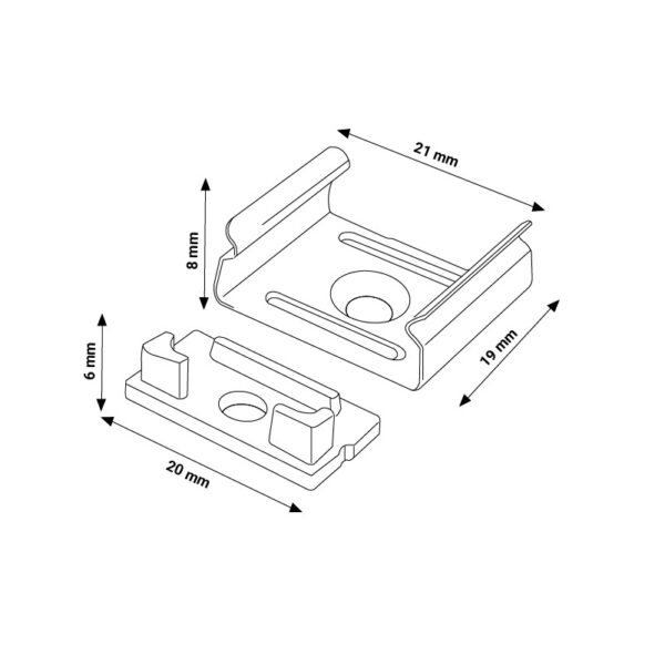 Pack de 2 topos e 2 grampos para perfil LM3753 - Image 2