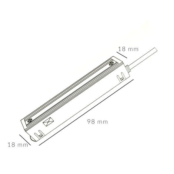 Conector com cabo para Fonte Alimentação externa calha Magnética Serie 16Mm Preto - Image 2