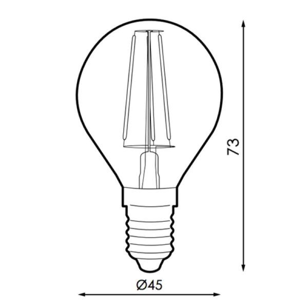 Lâmpada LED Filamento E14 G45 4W Âmbar 2300K - Image 2