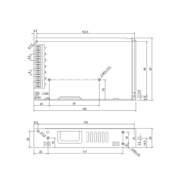 Transformador para fitas LED Mean Well 150W 24VDC LRS-150-24 - Image 2