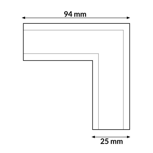 União em L horizontal para calha magnética Serie 20mm - DSC  Branco - Image 2