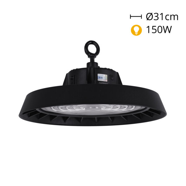 Campânula MEGAVISION IP65 1x150W LED 22500lm 6500K 90° Alt.11xD.31cm preto