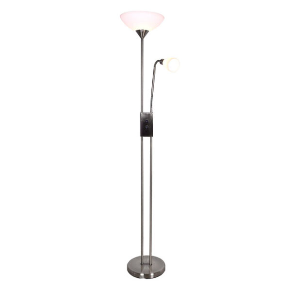 Candeeiro de pé MILANO com braço de leitura 1xE27+1xE14 Alt.178xD.30cm niquel - Image 2