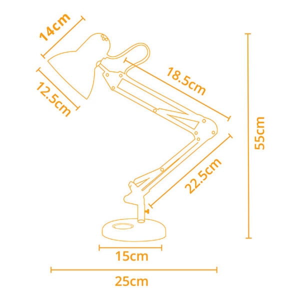 Candeeiro de mesa ANTIGONA articulado 1xE27 C.15xL.12,5xAlt.Reg.cm Prata - Image 3