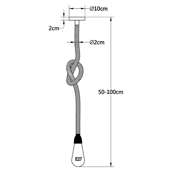 Suspensão SOGA 1xE27 Alt.Reg.xD.10cm Corda Castanho (Alt.max.1m) - Image 2