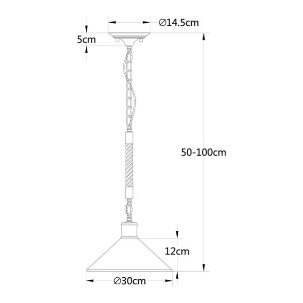 Suspensão SOGA 1xE27 Alt.Reg.xD.30cm Corda Preto - Image 3