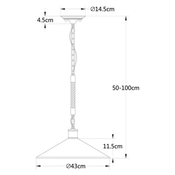 Suspensão SOGA 1xE27 Alt.Reg.xD.43cm Corda Preto - Image 3