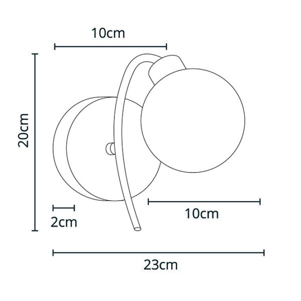 Aplique VITA 1xG9 C.10xL.23xAlt.20cm cromado com bola de vidro branca - Image 3