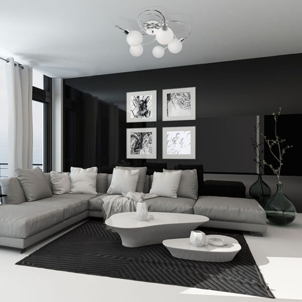 Plafond VITA 3xG9 Alt.23xD.53cm cromado com bolas de vidro brancas - Image 2