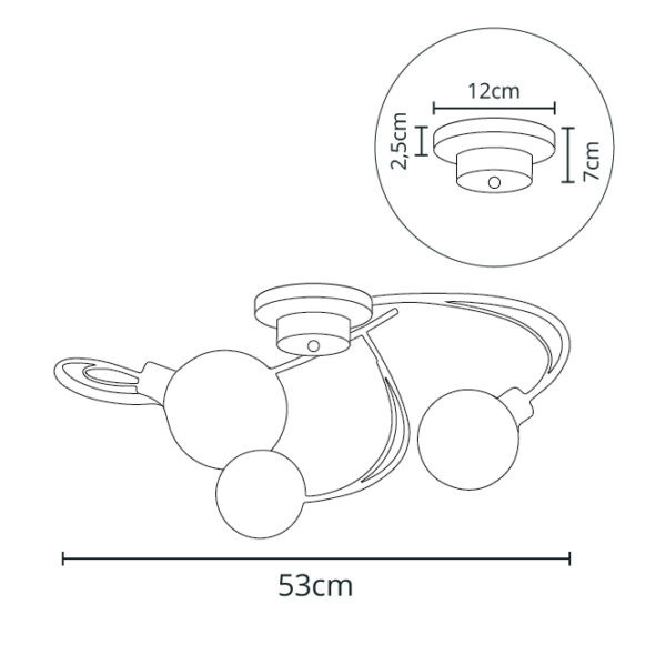 Plafond VITA 3xG9 Alt.23xD.53cm cromado com bolas de vidro brancas - Image 3