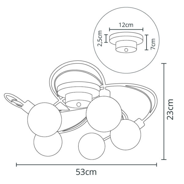 Plafond VITA 5xG9 Alt.23xD.53cm cromado com bolas de vidro transparentes - Image 2