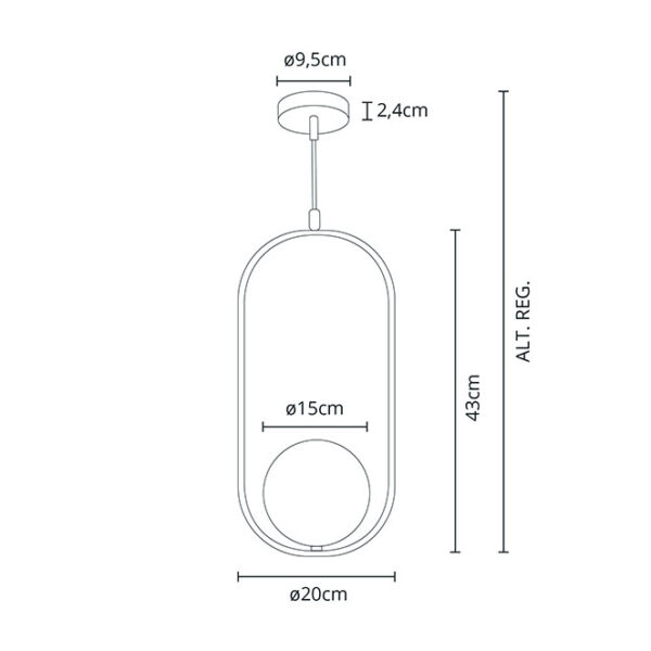 Suspensão AIMEE 1xE27 Alt.Reg.xD.20cm Cromado - Image 3