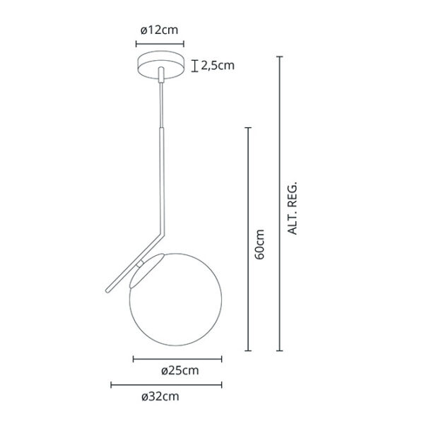 Suspensão AIMEE 1xE27 Alt.Reg.xD.32cm Cromado - Image 3