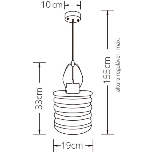 Suspensão ZULAIA 1xE27 Alt.Reg.xD.20cm Bronze - Image 2