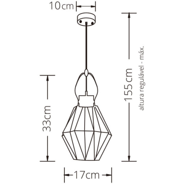 Suspensão ZIVA 1xE27 Alt.Reg.xD.18cm Bronze - Image 2