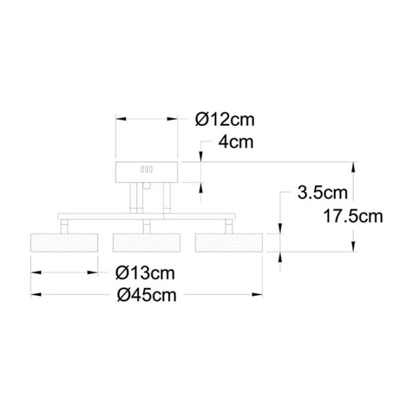 Plafond TOKIO 3x12W LED 4000K Alt.17,5xD.45cm Cromado - Image 3