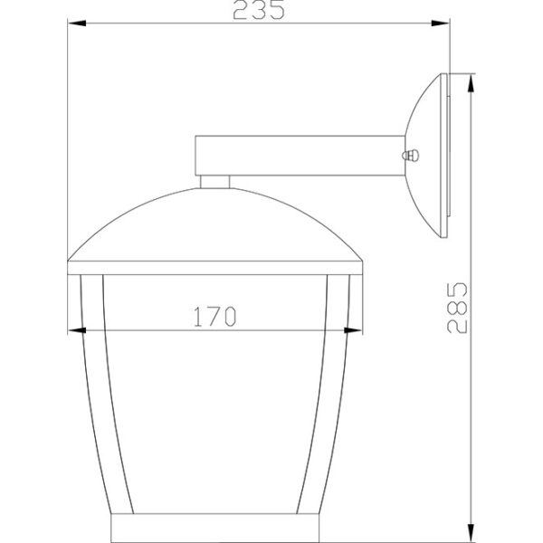 Aplique DRAVE IP44 1xE27 C.17xL.23,5xAlt.28cm Alumínio + PC Preto - Image 2