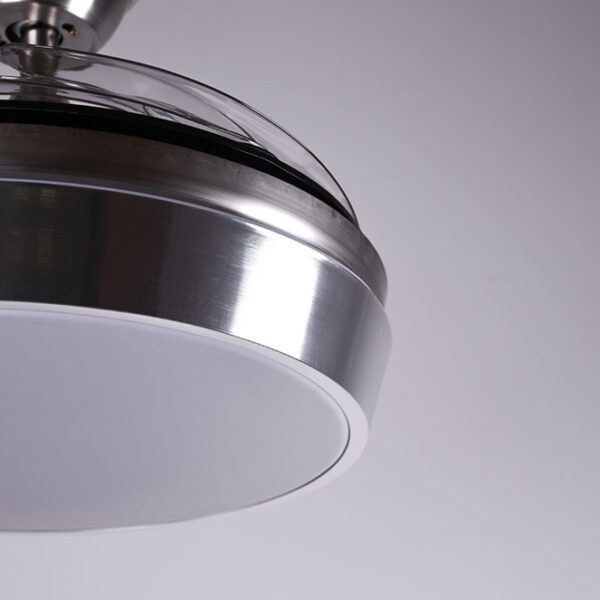 Ventoinha de tecto SIMUN cromada, 4 palas retráteis, 72W LED 3000|4000|6500K, Alt.35xD.107/50cm - Image 3