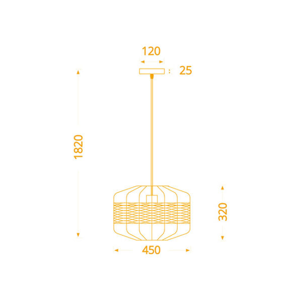 Suspensão SOLANGE 1xE27 Alt.Reg.xD.45cm em Vime - Image 3