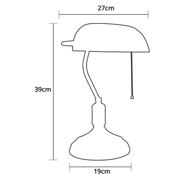 Candeeiro de mesa BANCARIO 1xE27 C.27xL.19xAlt.39cm Oxidado/Verde - Image 3