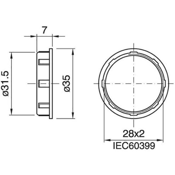 Anilha de abat-jour dourada para suporte E14 roscado Alt.7mm D.35mm, em resina termoplástica - Image 2