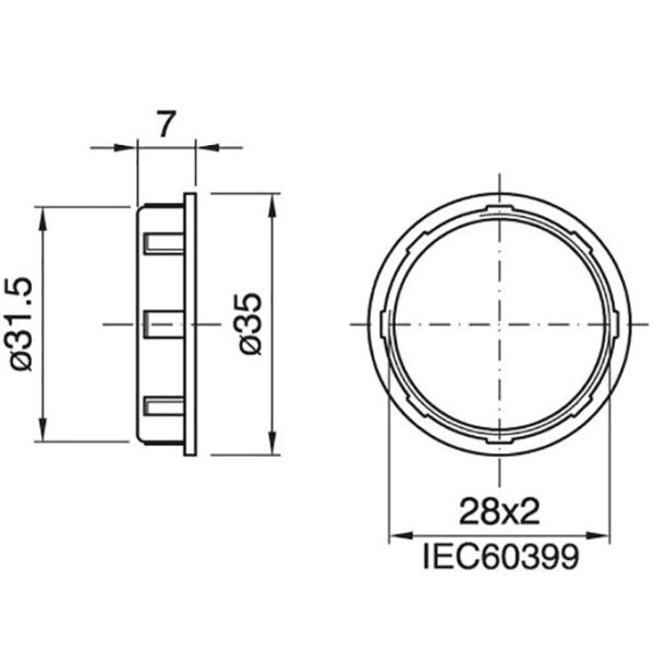Anilha de abat-jour preta para suporte E14 roscado Alt.7mm D.35mm, em resina termoplástica - Image 2