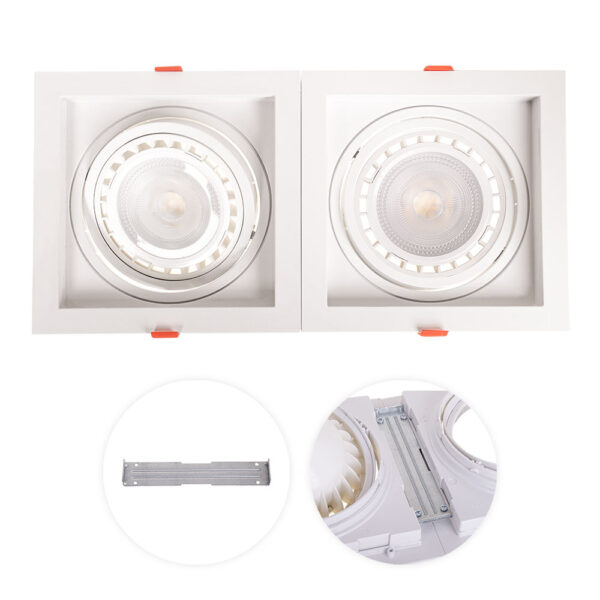 Aro de encastrar KALI quadrado para lâmpada AR111 C.17xL.17xAlt.4,3cm em PC branco - Image 3