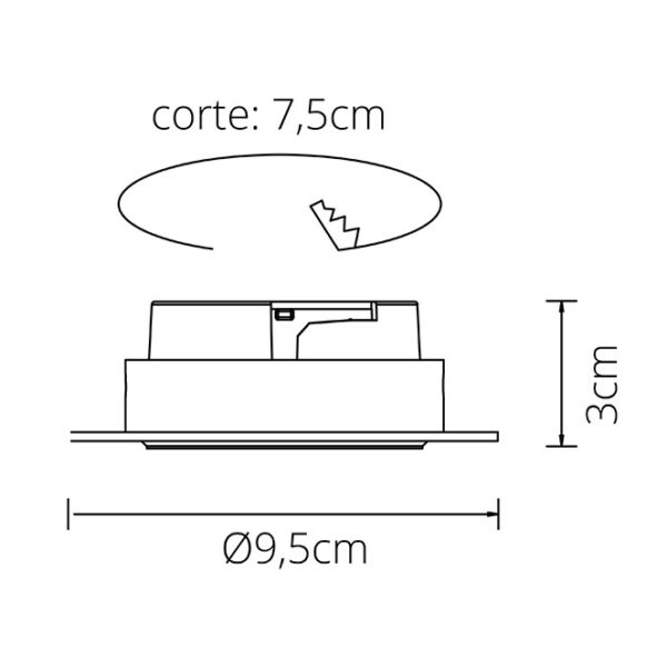 Aro de encastrar ONASSIS redondo para gesso cartonado Alt.3xD.9,5cm policarbonato (PC) branco - Image 3