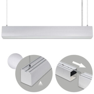 Barra suspensa LINEX B2 60cm 20W LED 1600lm 4000K 110° C.58xL.6xAlt.Reg.cm alumínio