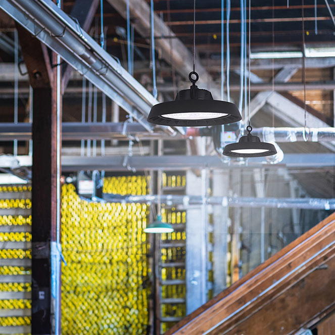 Campânula MEGAVISION IP65 1x100W LED 15000lm (150lm/W) 6500K 90° Alt.9,9xD.25cm preto - Image 3