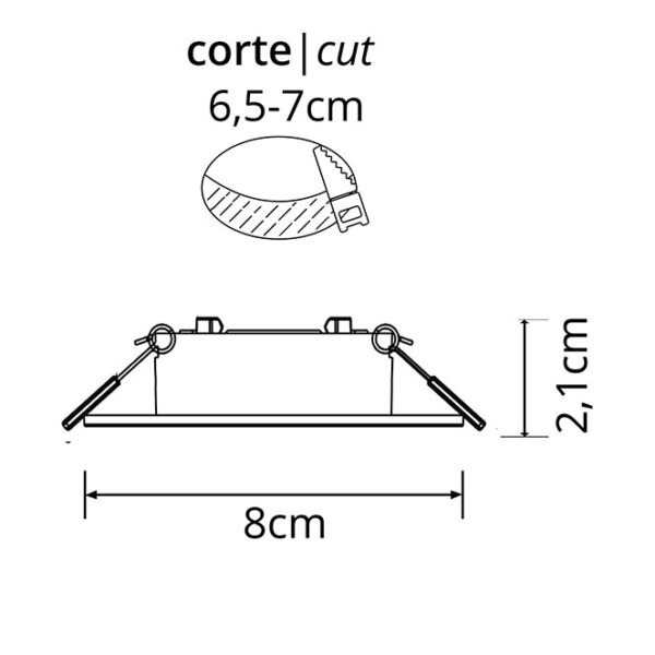 Aro de encastrar INTECA quadrado fixo C.8xL.8xAlt.2,1cm Branco - Image 2