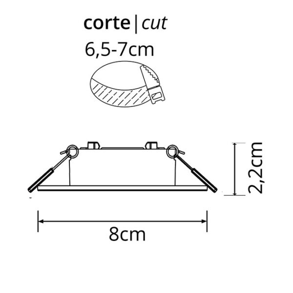 Aro de encastrar INTAKE quadrado rotativo com terra C.8xL.8xAlt.2,2cm níquel - Image 2