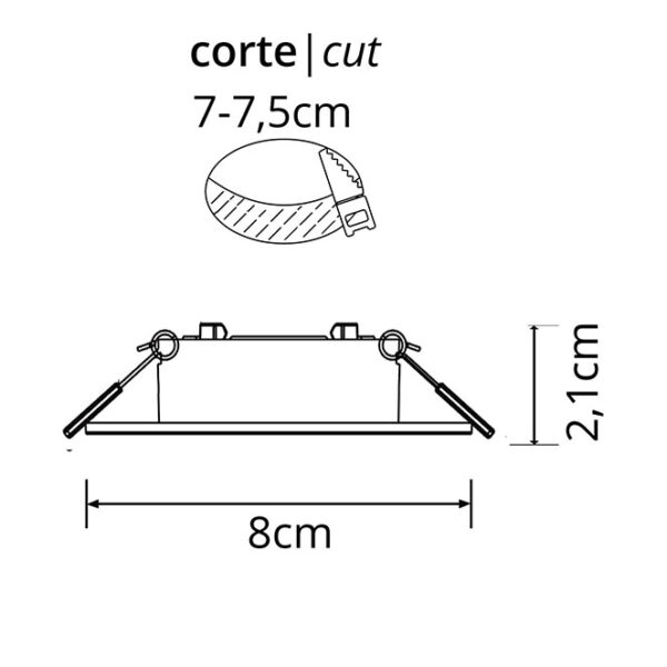 Aro de encastrar INTAKE quadrado rotativo C.8xL.8xAlt.2,1cm níquel - Image 2
