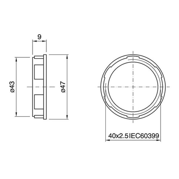 Anilha de abat-jour dourada para suporte E27 roscado Alt.8, 5mm D.46, 4mm, em resina termoplástica - Image 2