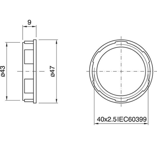 Anilha de abat-jour preta para suporte E27 roscado Alt.8, 5mm D.46, 4mm, em resina termoplástica - Image 2