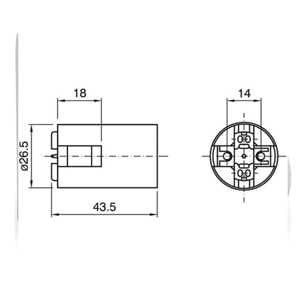Suporte E14 de 2-peças preto liso, em resina termoplástica - Image 2