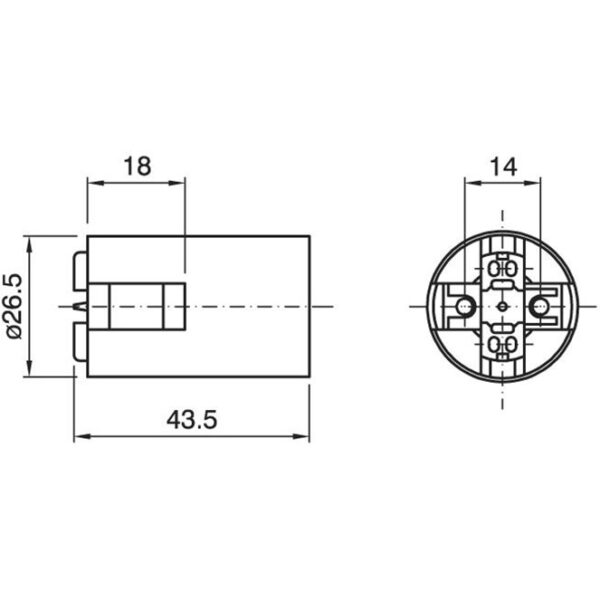 Suporte E14 de 2-peças branco liso, em resina termoplástica - Image 2