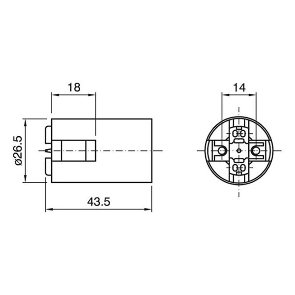 Suporte E14 de 2-peças dourado liso, em resina termoplástica - Image 2