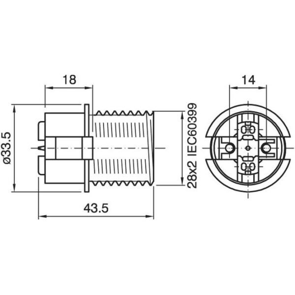 Suporte E14 de 2-peças branco meio roscado, em resina termoplástica - Image 2