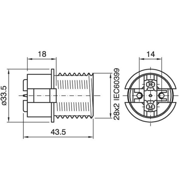 Suporte E14 de 2-peças preto meio roscado, em resina termoplástica - Image 2