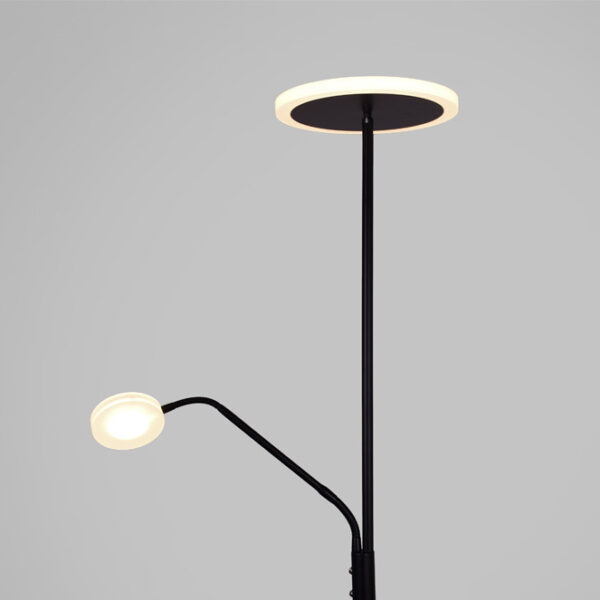 Candeeiro de pé BAYANI com braço de leitura 28W+6W LED 3000-6500K Alt.179xD.25cm preto - Image 3