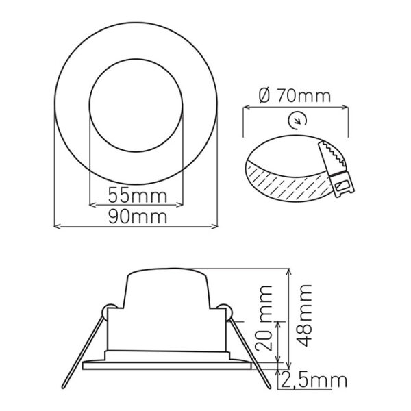 Foco de encastrar XELIM redondo IP65 1x5W LED 350lm 4000K 120° Alt.0,25xD.9cm Branco - Image 2