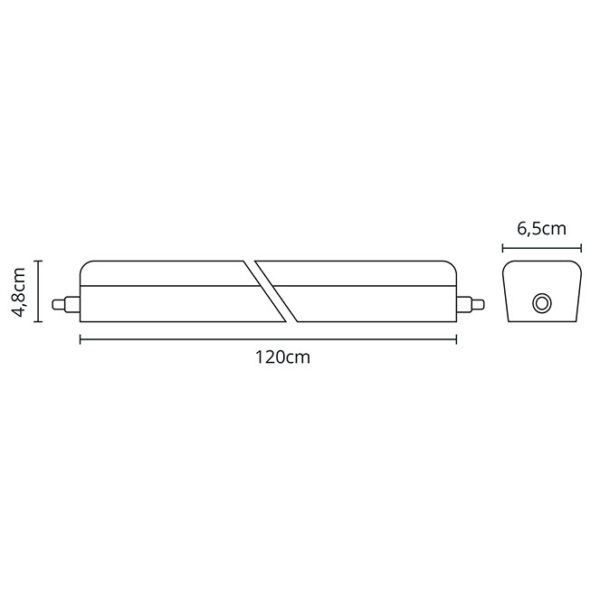 Régua COLUMBITE 120cm IP65 1x36W LED 2880lm 6000K C.121xL.6,5xAlt.4,8cm Branco c/conectores rápidos - Image 3
