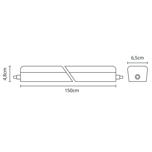 Régua COLUMBITE 150cm IP65 1x46W LED 3680lm 6000K C.151xL.6,5xAlt.4,8cm Branco - Image 3