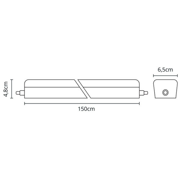 Régua COLUMBITE 150cm IP65 1x46W LED 3680lm 6000K C.151xL.6,5xAlt.4,8cm Branco c/conectores rápidos - Image 3