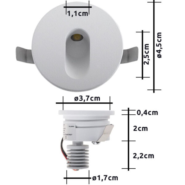Foco de encastrar DIRAME redondo fixo IP65 1W LED 60lm 4000K Alt.0,4xD.4,5cm branco - Image 2