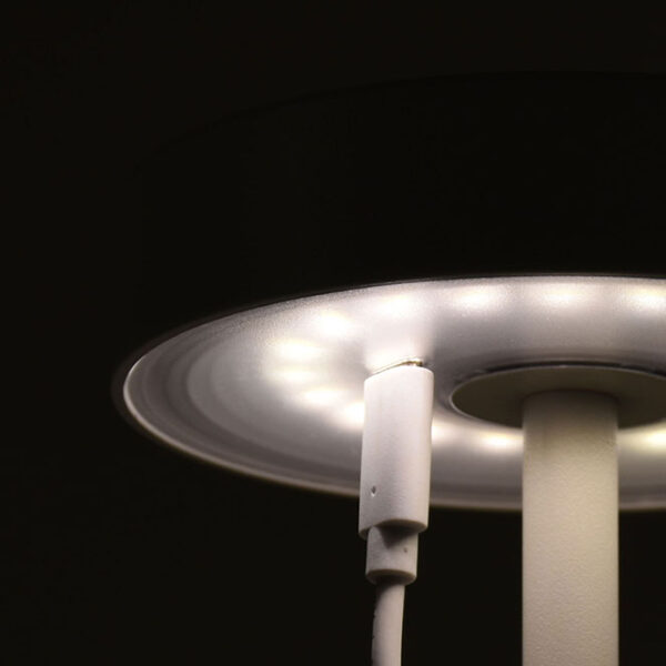 Candeeiro de mesa CANDY IP54 1x2W LED 230lm 3000K Alt.30xD.11,8cm branco, com carregador e cabo USB - Image 3