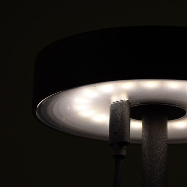 Candeeiro de mesa CANDY IP54 1x2W LED 230lm 3000K Alt.30xD.11,8cm preto, com carregador e cabo USB - Image 3