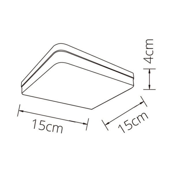 Plafond BISMUTO quadrado 1x18W LED 1620lm 6500K C.15xL.15xAlt.3,5cm Branco - Image 3